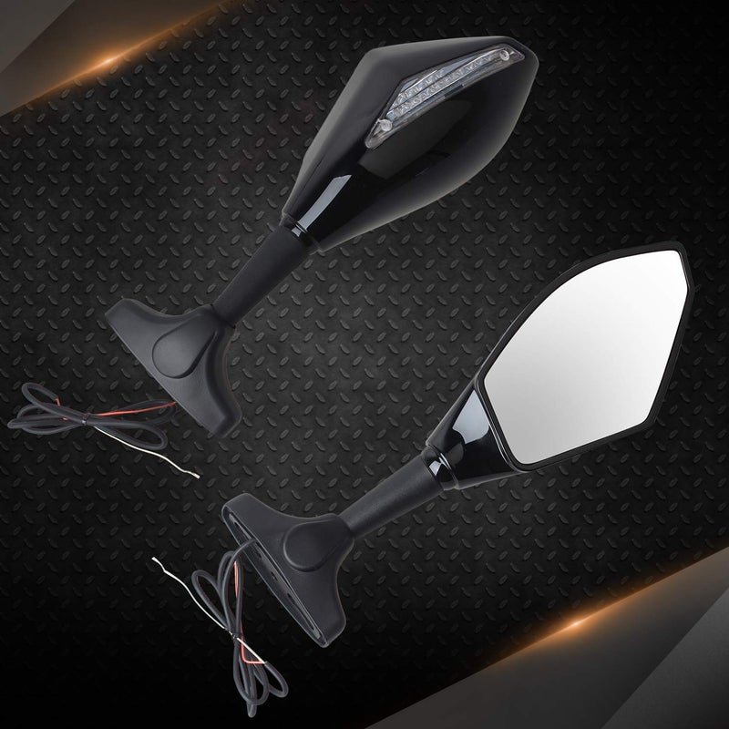 NTHREEAUTO Motorcycle Sway Adjustable Rear Side View Mirrors Integrated with Signal Light Kit Compatible with Suzuki GSXR, Honda CBR600RR, ATV, Yamaha R1, R6, R6S and Kawasaki - Image 4